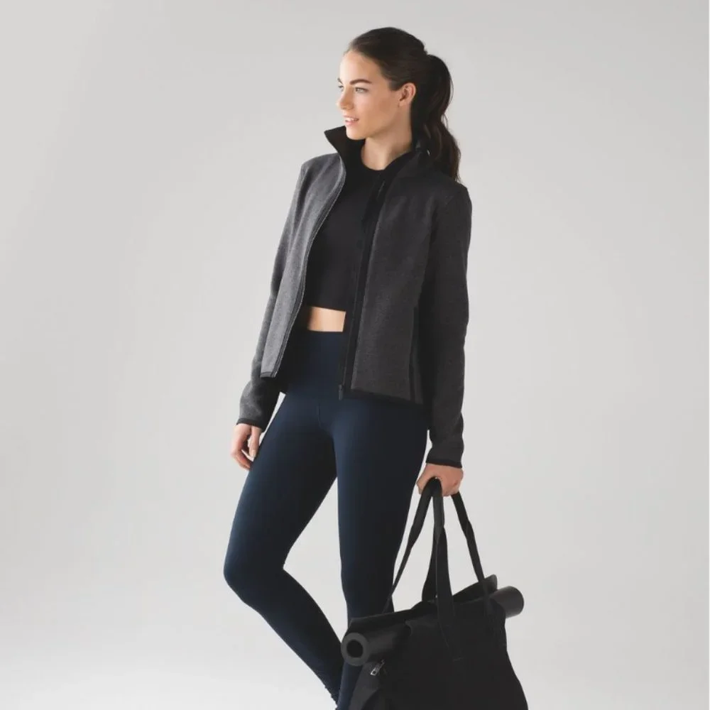 Lululemon Its Fleecing Cold Zip Up Heathered Black/Black 6 - Picture 2 of 16